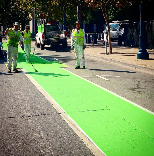 From Strava's Twitter: "Thank you for the fresh green lanes by our San Francisco office"