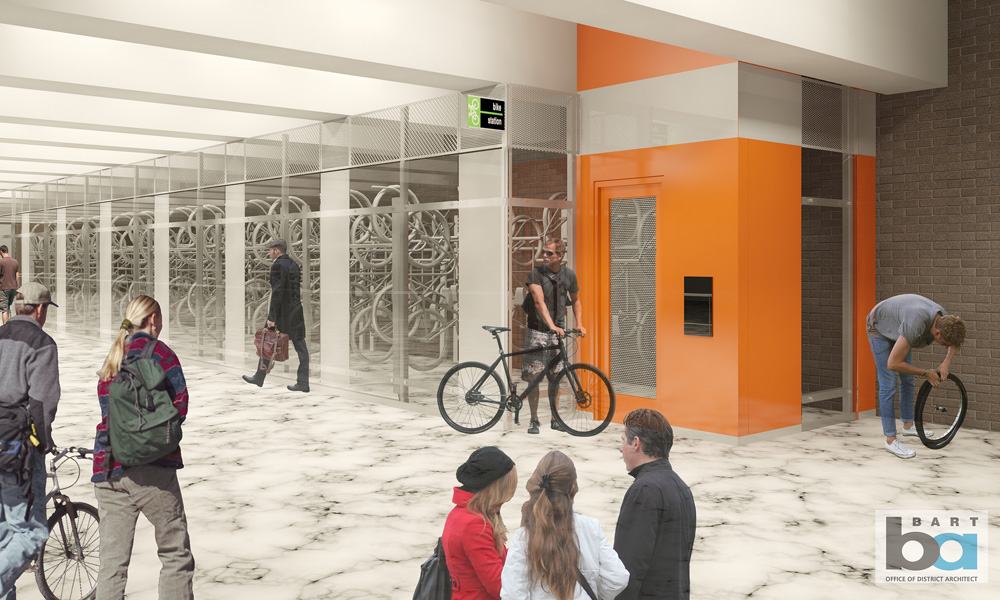 An original conceptual design of the Civic Center BART Bike Station, set to open on August 10, 2015.