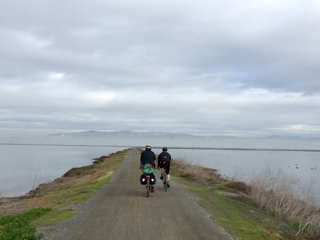 Brian and Francisco pedaling on a portion of the 500-mile San Francisco Bay Trail.