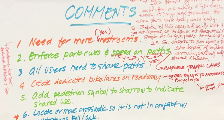 A snapshot of recorded comments from the Panhandle open house on August 1, 2015.