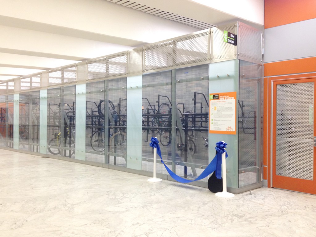 The new bike room at Civic Center Station is accessible with a BikeLink card and holds up to 89 bikes.