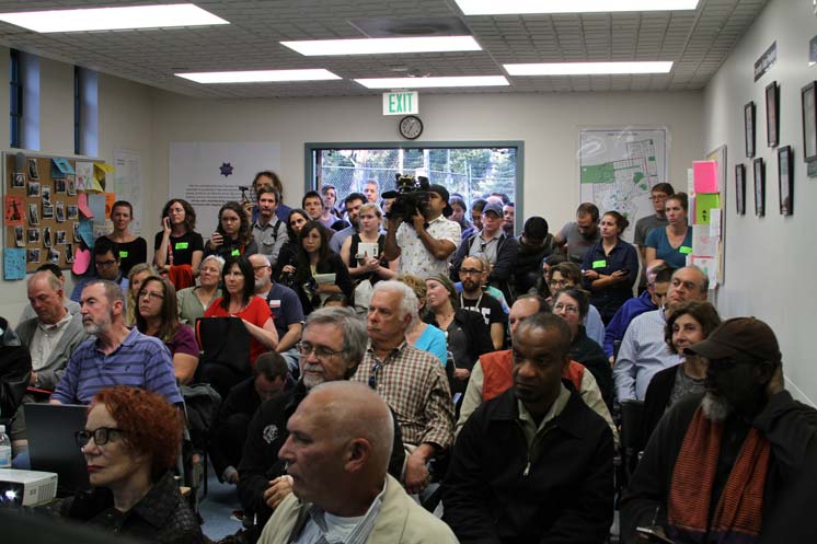The Aug. 11 Park Station community meeting was packed inside, leaving around 100 smart enforcement advocates outside.