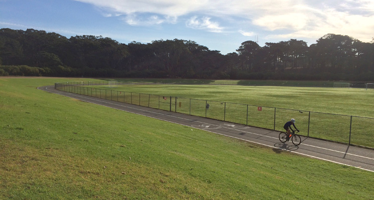 A beautiful morning to ride with the new lane markings at the Polo Field track.