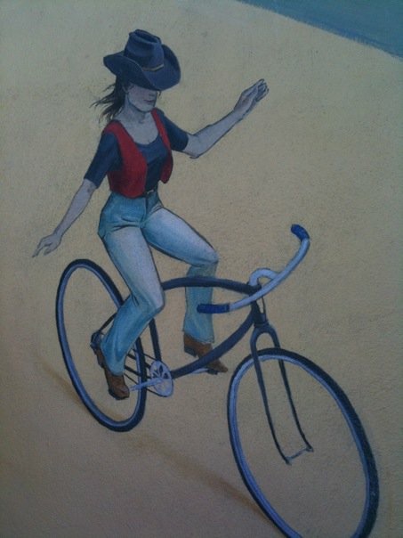 Mary Brown, as depicted on the Duboce Avenue Bikeway mural behind the Safeway on Market Street.
