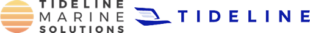 Logo for Tideline Marine Solution in Orange and Tideline logo in blue