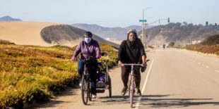 Photo of two women biking along the Great Highway